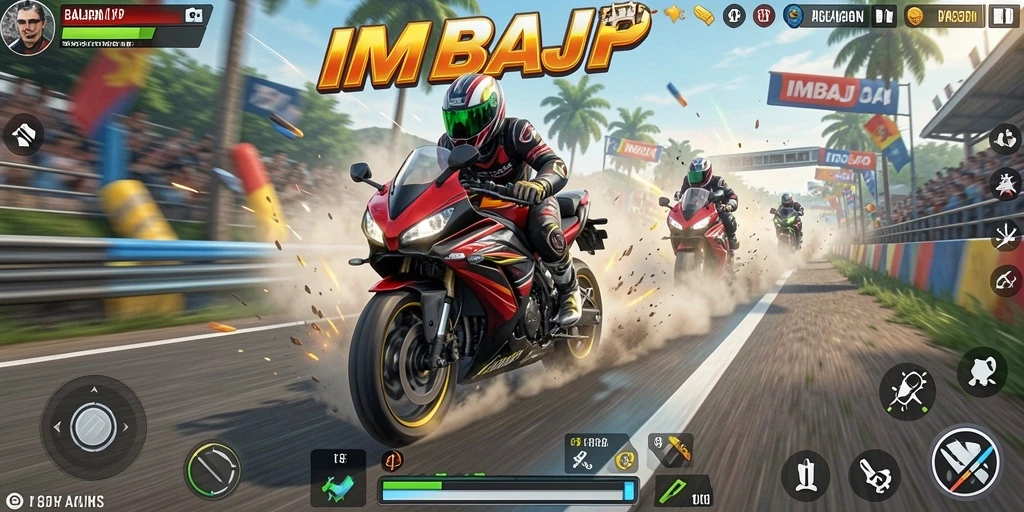 Gameplay IMBAJP yang mendebarkan saat balapan motor.
