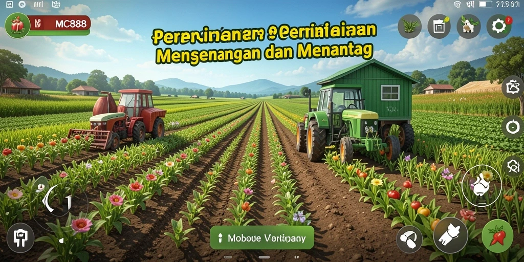 Screenshot MC888 menampilkan gameplay pertanian yang menarik dan berwarna.