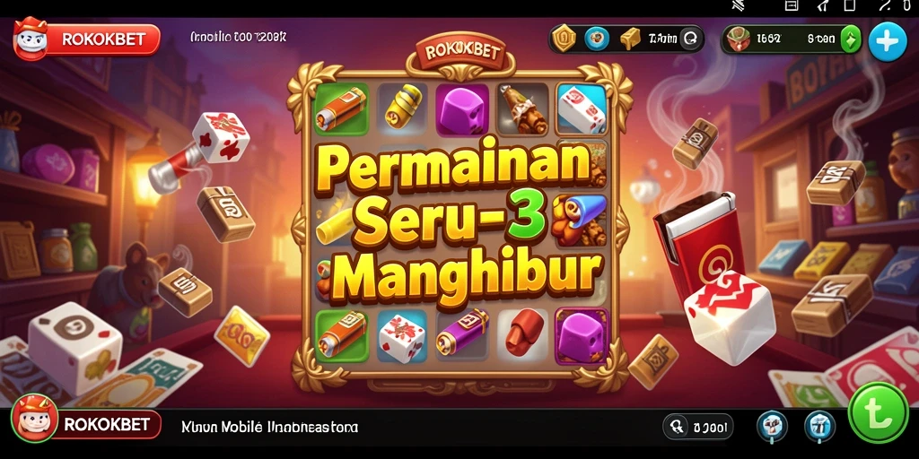 Tampilan gameplay <strong>ROKOKBET</strong> yang seru dan menantang dalam kategori Match-3.