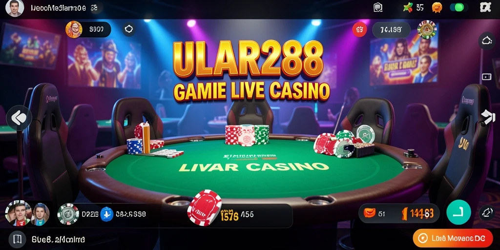 Screenshot gameplay ULAR288 yang menampilkan dealer langsung dan suasana kasino.